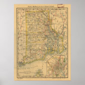  kaart van het eiland Rhode (1875) Poster (Voorkant)