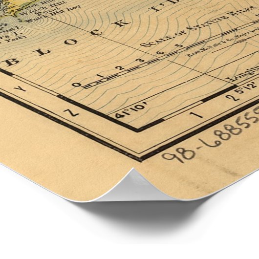 kaart van het eiland Rhode (1875) Poster (Hoek)