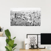 Kaart van het eiland Rhodes Poster (Thuiskantoor)