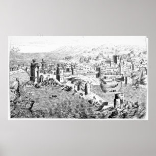 Kaart van het eiland Rhodes Poster