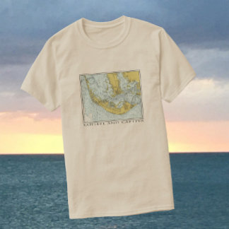 kaart van het eiland Sanibel Captiva Florida T-shirt