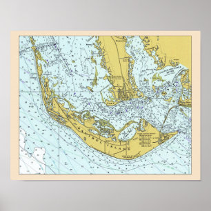  kaart van het eiland Sanibel Poster