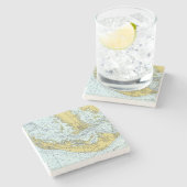 kaart van het eiland Sanibel Stenen Onderzetter (Zijkant)