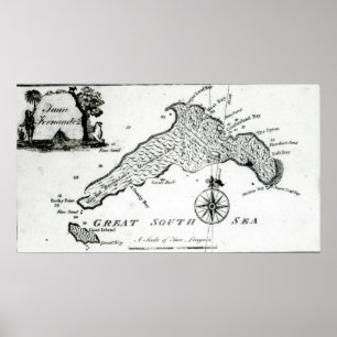 Kaart van het eiland South Pacific, 1800 Poster