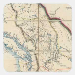 Kaart van het gebied Oregon 2 Vierkante Sticker