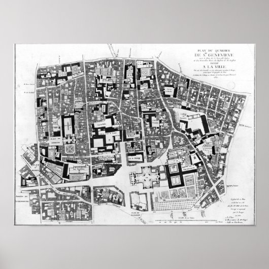 Kaart van het gebied Sainte-Genevieve, Parijs, 175 Poster (Voorkant)