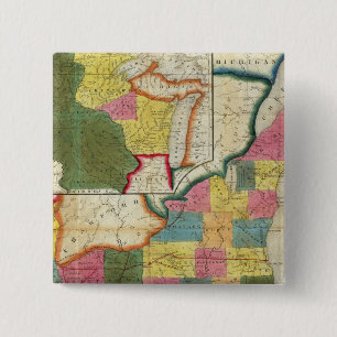 Kaart van het Gebied van de Gesettled Wisconsin Vierkante Button 5,1 Cm