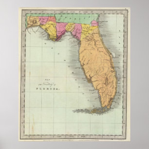 Kaart van het Gebied van Florida 2 Poster