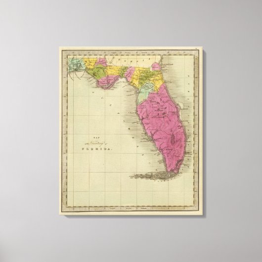 Kaart van het Gebied van Florida Canvas Afdruk (Voorkant)