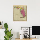Kaart van het Gebied van Florida Poster (Thuiskantoor)