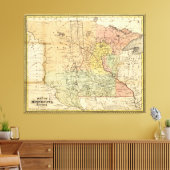 Kaart van het gebied van Minnesota (1852) Canvas Afdruk (Insitu (Woonkamer))