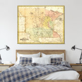 Kaart van het gebied van Minnesota (1852) Canvas Afdruk (Insitu (Slaapkamer))