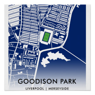 Kaart van het Goodison Park Stadium - thuisbasis v Perfect Poster