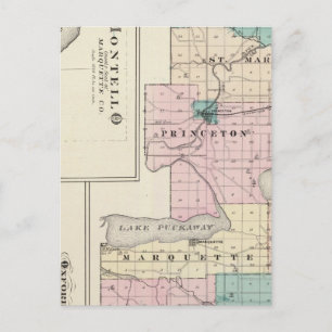 Kaart van het graafschap Green Lake, staat Wiscons