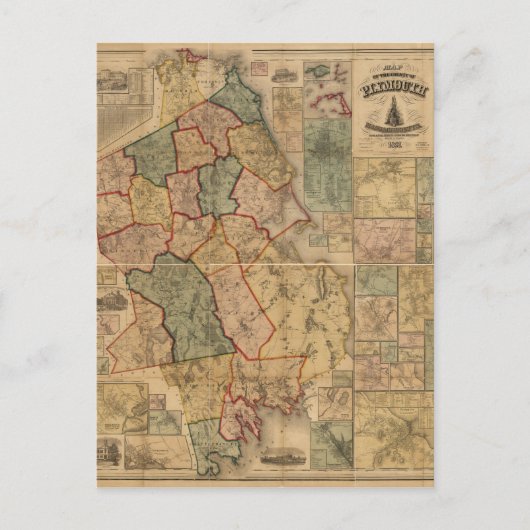 Kaart van het graafschap Plymouth Massachusetts (1 (Voorkant)