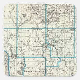 Kaart van het graafschap Unie Vierkante Sticker