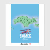 kaart van het Griekse eiland Samos Sticker (Vel)