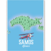 kaart van het Griekse eiland Samos Sticker (Voorkant)
