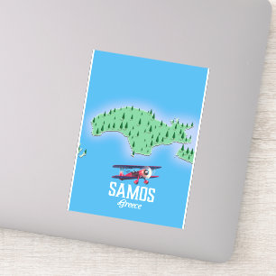 kaart van het Griekse eiland Samos Sticker