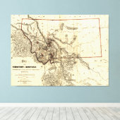Kaart van het grondgebied van Montana (1865) Canvas Afdruk (Insitu (Houten vloer))