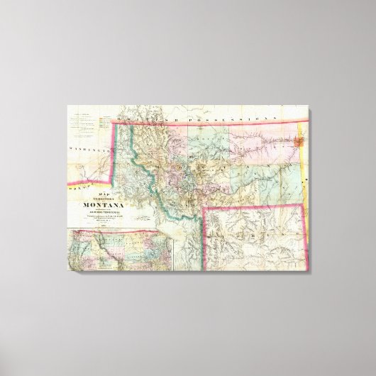 Kaart van het grondgebied van Montana Canvas Afdruk (Voorkant)