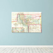 Kaart van het grondgebied van Montana Canvas Afdruk (Insitu (Houten vloer))