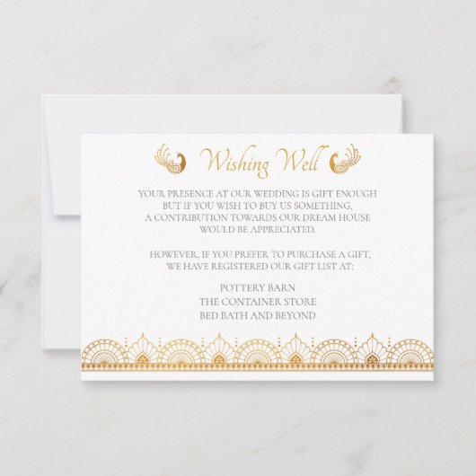 Kaart van het Indiase Gold Ethnic Pattern Wedding  (Voorkant)
