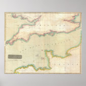 kaart van het Kanaal (1814) Poster (Voorkant)