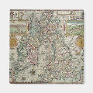 Kaart van het Koninkrijk Groot-Brittannië en Ierl Magneet