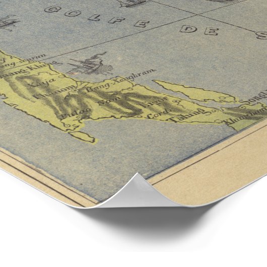 Kaart van het Koninkrijk Siam Poster (Hoek)