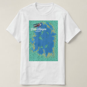 kaart van het meer Nipigon Canada T-shirt