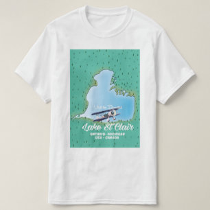 kaart van het meer St Clair USA Canada T-shirt