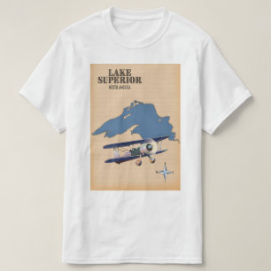 Kaart van het meer Superior Noord-Amerika T-shirt