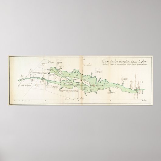  kaart van het meer van ChamPlain (1739) Poster (Voorkant)