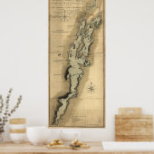 kaart van het meer van ChamPlain (1865) Poster (Keuken)