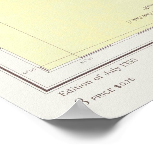 kaart van het meer van Erie (1955) Poster (Hoek)