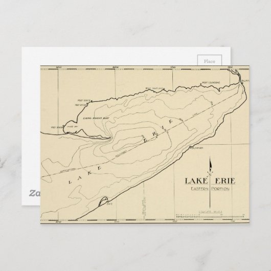 kaart van het meer van Erie New York (Voorkant / Achterkant)