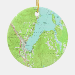  kaart van het meer van George New York (1966) 2 Keramisch Ornament