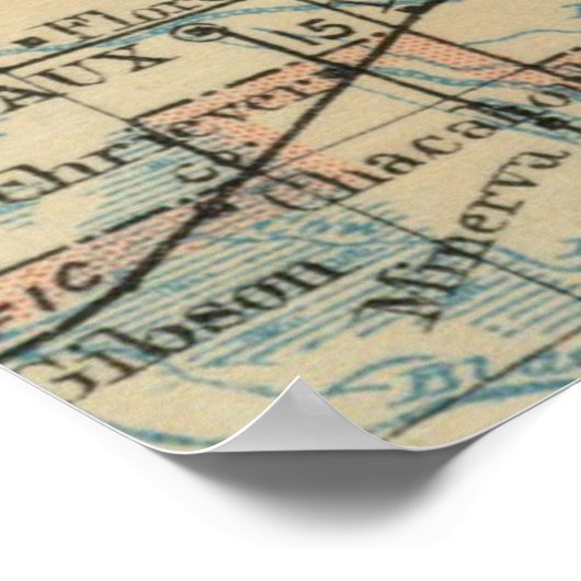 kaart van het meer van Pontchartrain (1896) Poster (Hoek)