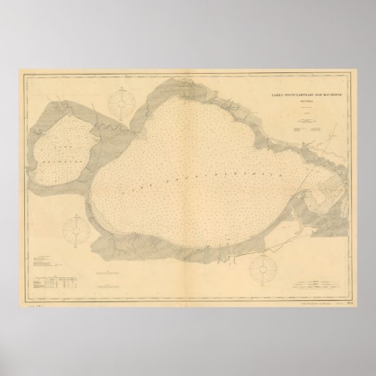 kaart van het meer van Pontchartrain (1903) Poster (Voorkant)