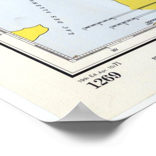 kaart van het meer van Pontchartrain (1971) Poster (Hoek)