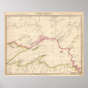 kaart van het meer van Superior (1832) Poster