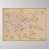 kaart van het meer van Winnipesaukee (1907) Poster (Voorkant)