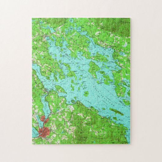 kaart van het meer van Winnipesaukee (1956) Legpuzzel (Verticaal)