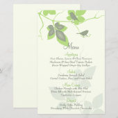 Kaart van het menu Groene grijze vogels en bericht (Voorkant / Achterkant)