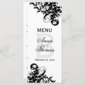 Kaart van het menu Zwart en Zilver Flourish (Voorkant / Achterkant)