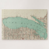  kaart van het Michiganmeer (1888) Legpuzzel (Horizontaal)