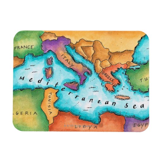 Kaart van het Middellandse-Zeegebied Magneet (Horizontaal)
