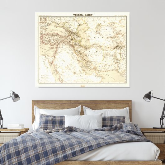 Kaart van het Midden-Oosten (1855) Canvas Afdruk (Insitu (Slaapkamer))