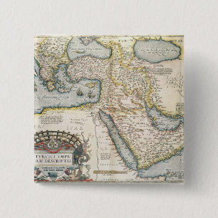 Kaart van het Midden-Oosten Vierkante Button 5,1 Cm